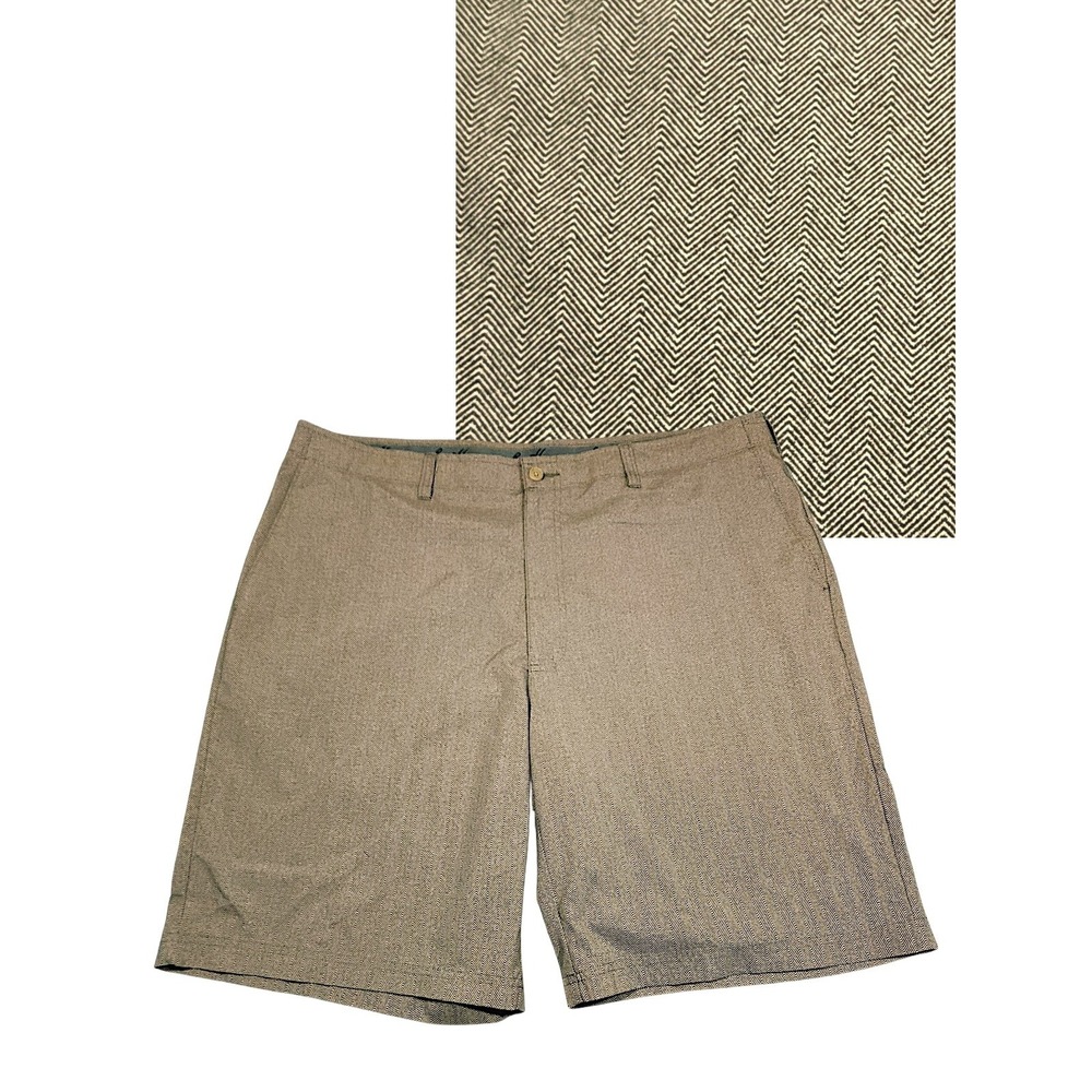 Ben‎ Hogan Golf Shorts 40x10 XL Mens 22" Beige Herringbone Stretch Performance